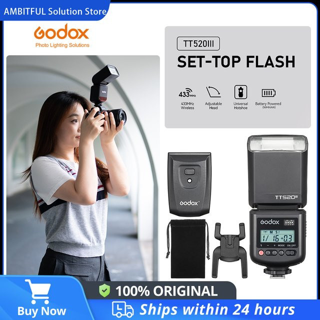 Godox TT520III THINKLITE Speedlite Drahtloser Universal-Kamerablitz in Schwarz für Canon Nikon Pentax und Olympus DSLR-Kameras - Bild 1