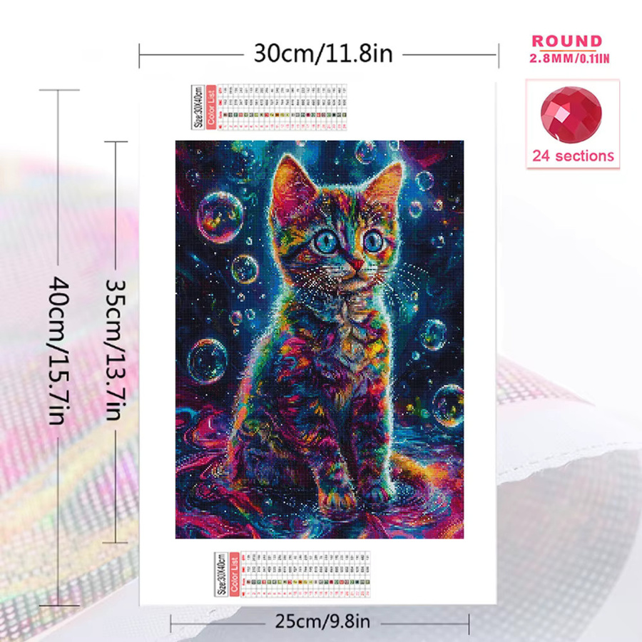 Evershine Diamant-Malerei Katze Bastelset für Kinder in Multicolour, B/H: 30 x 20 cm - Bild 2