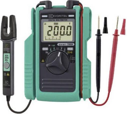 Kyoritsu KEW Mate 2000A Digitales Hand-Multimeter mit Stromzange in Grün, CAT III 300 V und CAT II 600V, 3400 Counts - Bild 1