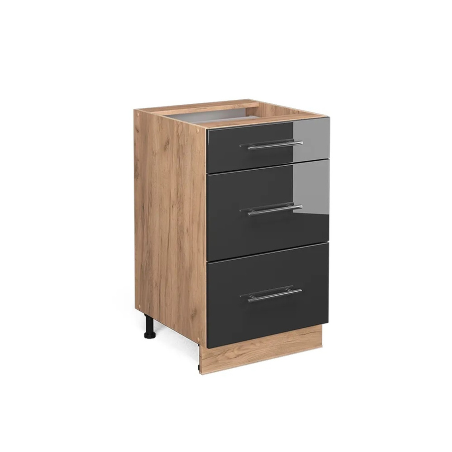 Vicco Küchenunterschrank Fame-Line Anthrazit Hochglanz und Goldkraft Eiche ohne Arbeitsplatte Breite: 50 cm - Bild 2