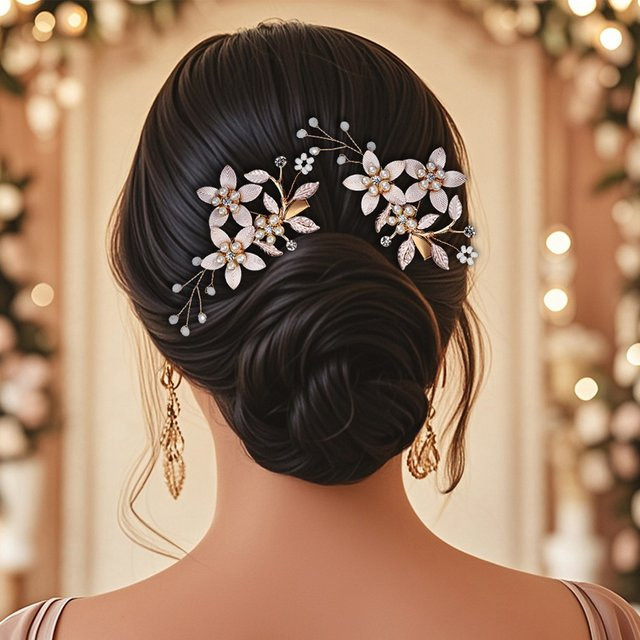 Haarspange Blatt Blume, Perle, Braut Hochzeit - Bild 1