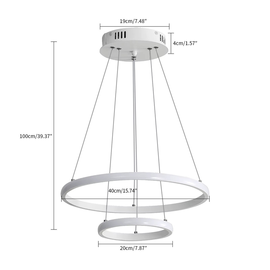 Mckalen LED-Pendelleuchte in Weiß, moderne zweikreisige Hängelampe für Wohnzimmer und Schlafzimmer - Bild 2
