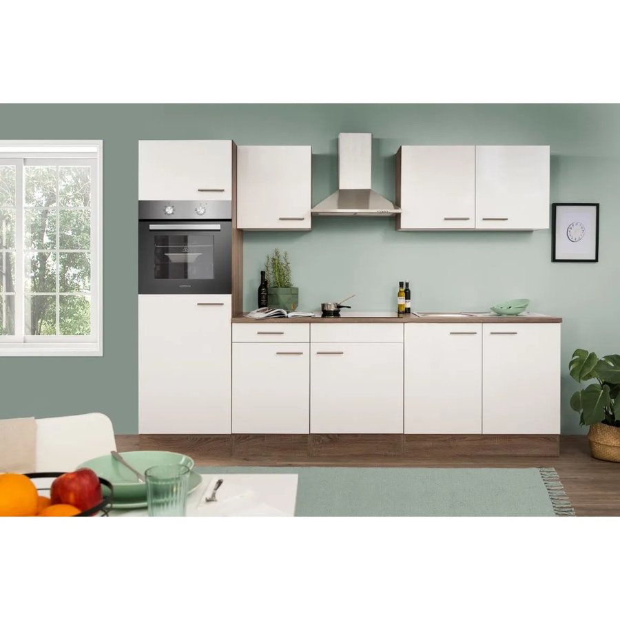 Respekta Küchenzeile KB270EYW in Weiß Seidenglanz-Eiche York Nachbildung mit Türen und Schubladen, B: 270 cm, H: 205 cm, T: 60 cm - Bild 2