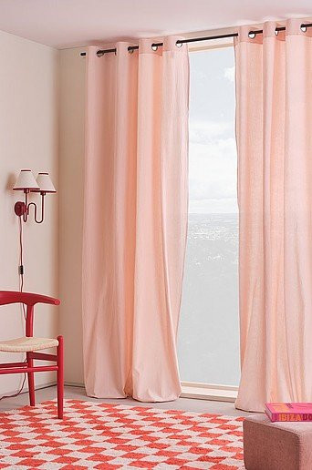 Jotex SADIE Ösenschal, 2er-Set, Pink, Baumwolle, halbtransparent - Bild 1