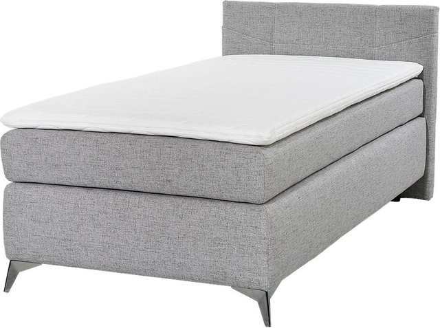 Poco Boxspringbett modern in Grau mit gepolstertem Rahmen und Bonell-Federkern, Liegefläche B: 100 cm, L: 200 cm - Bild 1