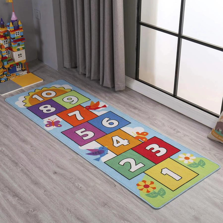 VIKAMA Spielteppich mit Hüpfspiel-Motiv für Kinder, bunter Bodenmatten-Teppich für Wohnzimmer oder Badezimmer, B/T/H: 120 x 40 x 40 cm, Mehrfarbig - Bild 3