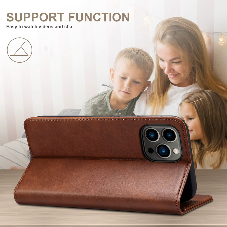 SUTENI Kunstleder Brieftasche Handyhülle Flip-Cover für iPhone Modelle in Beige und Braun - Bild 5