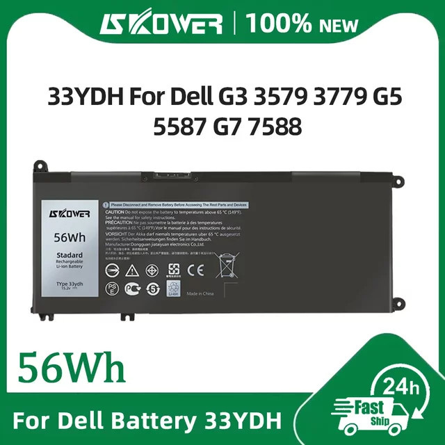 SKOWER Akku 56Wh 33YDH in Schwarz für Dell G3 3579 3779 G5 5587 G7 7588 Inspiron 15 7577 17 7778 7786 Latitude 3380 3490 Vostro 15-7580 - Bild 1