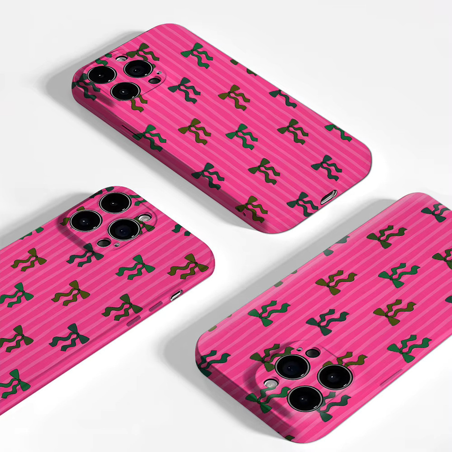 Handyhülle mit rosa und grünen Schleifen für iPhone 17 16 15 14 13 12 Pro Max Plus mit doppelschichtiger Rückseite - Bild 2