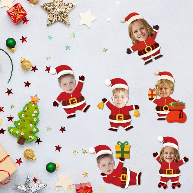 Maßgeschneiderte Weihnachtsaufkleber in Weihnachtsmannform, Multicolor, Dekorationsetiketten für Weihnachten und Neujahr - Bild 1