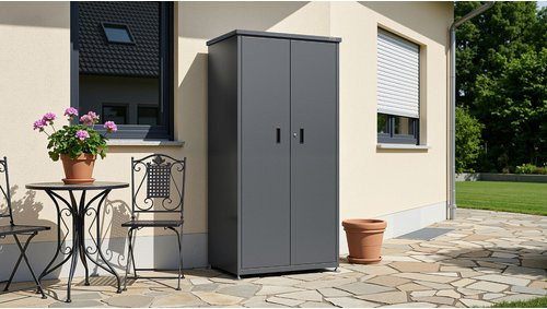 Weka Metall-Terrassenschrank Gary 2 in Anthrazit, B/T/H: 90 x 65 x 187 cm - Bild 3