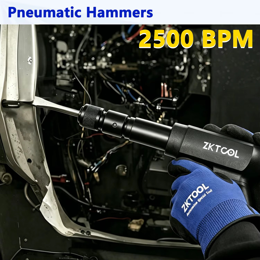 ZKTOOL 27-teiliges Drucklufthammer-Set mit 2500 BPM für Autowerkstätten und Metallarbeiten - Bild 2