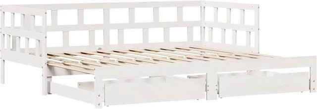 vidaXL Tagesbett aus massivem Kiefernholz mit ausziehbaren Schubladen, Weiß, B/T/H: 80 x 200 x 88 cm - Bild 1