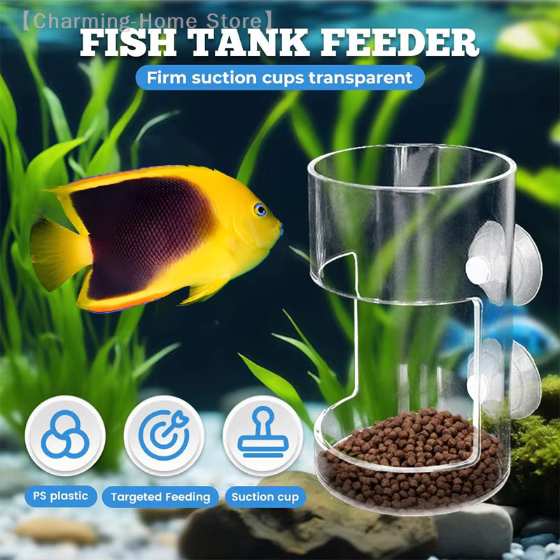 Hoeaden Futterspender für Aquarienfische aus Acryl mit Schalenablage und Saugnapf, transparent, Breite: 10,0 cm, Tiefe: 6,0 cm - Bild 3