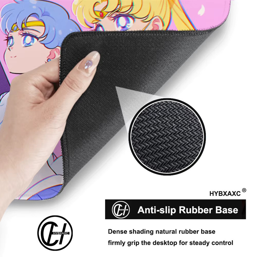 HYBXAXC XXL Schreibtischunterlage und Mauspad für Mädchen in Rosa und Schwarz, Design S-Sailor M-Moon - Bild 3