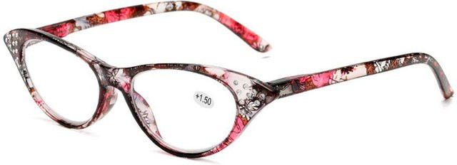 Beijingchuan Lesebrille Damen, Cat-Eye, Vollrand, Kunststoff, rot, Multicolour - Bild 1