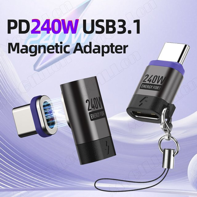 MCGILLON USB-C Magnetischer Adapter USB 3.1 Typ C mit 240 W PD Schnellladung und 480 Mbit/s Datenübertragung für iPhone, Samsung und OPPO - Bild 1