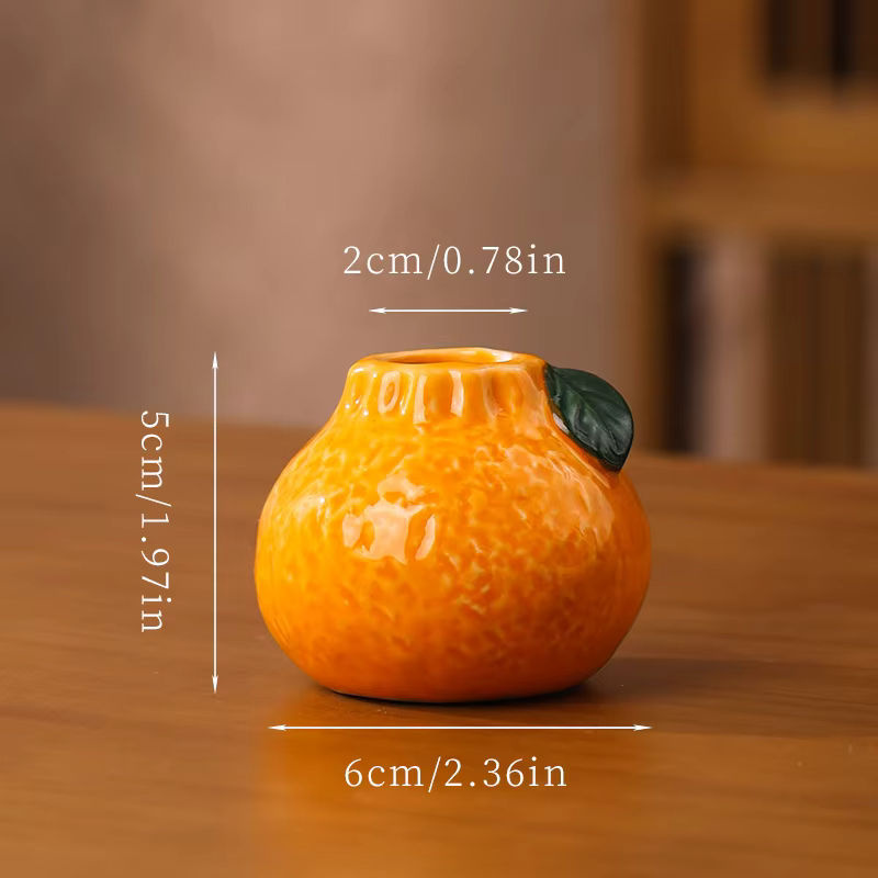 ACRDDK Keramikvase in Orangenform für Schnittblumen und Hydrokultur, Farbe: Orange - Bild 4