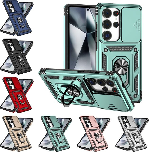 Robuste Panzerhülle mit 360 Grad drehbarem Ringhalter und Linsenschutz für Samsung Galaxy S26 S25 S24 S23 S22 S21 S20 Note 20 Ultra Plus FE EDGE - Bild 1