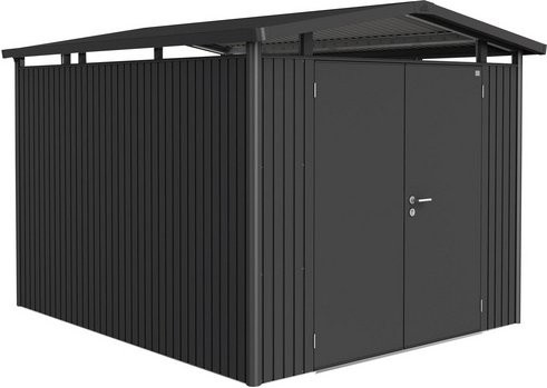 Biohort Metall-Gerätehaus Panorama Dunkelgrau-metallic mit Satteldach und Doppeltür, B/H/T: 273 x 227 x 318 cm - Bild 2