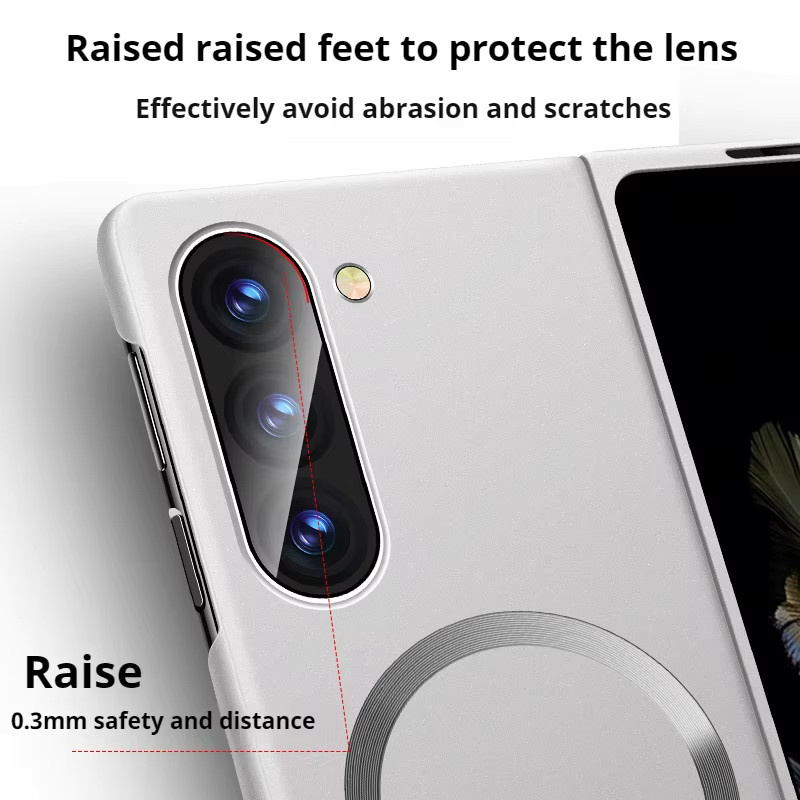 MagSafe kompatible Schutzhülle für Samsung Galaxy Z Fold 7 6 5 4 3 in Silber mit matter Metall-Lackierung und Unterstützung für kabelloses Laden - Bild 4