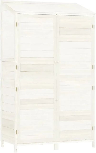 vidaXL Geräteschuppen aus Massivholz Tanne in Weiß, B/T/H: 102 x 52 x 174,5 cm - Bild 1