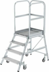Günzburger Steigtechnik MUNK 51104 Aluminium Podestleiter mit Stahl-Gitterrost in Silber, Arbeitshöhe: 3 m - Bild 2