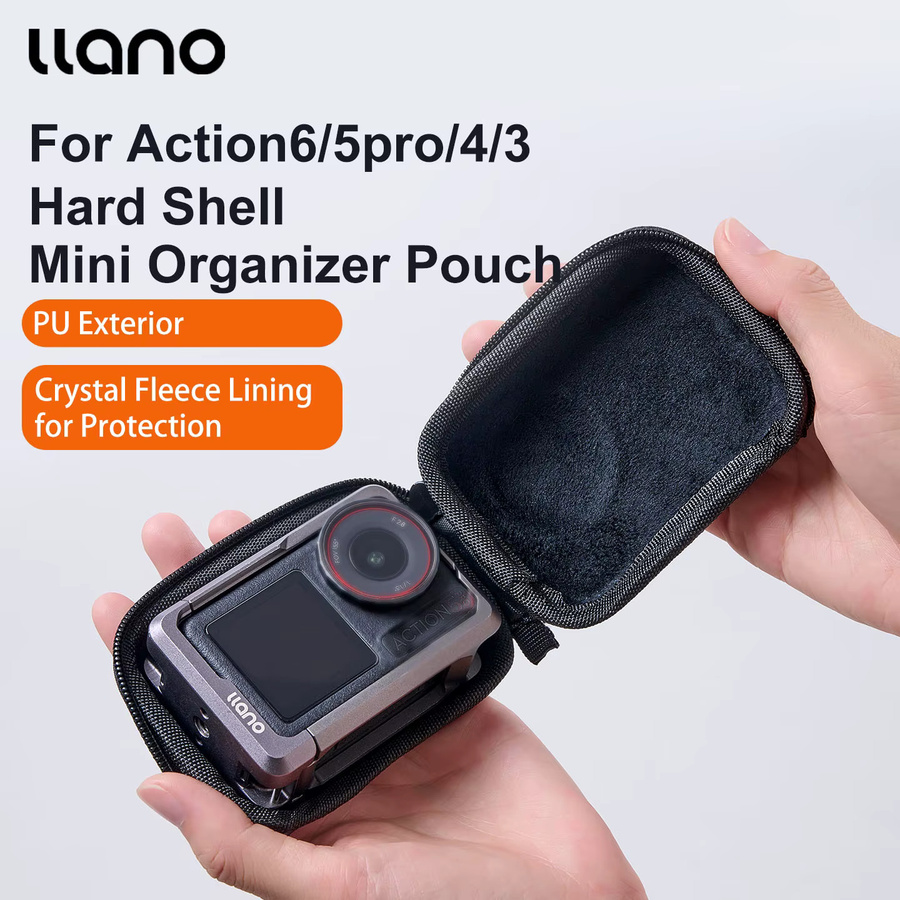 llano S11 Action-Kamera-Tasche für DJI Osmo Action 6/5 Pro/4/3, tragbare Hartschalen-Schutztasche in Schwarz - Bild 2