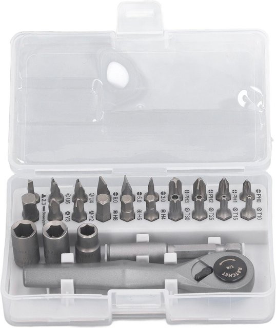 Neoglint Sechskant Ratsche Schraubendreher Bit Set aus Chrome Vanadium Stahl in Weiß und Silber - Bild 1