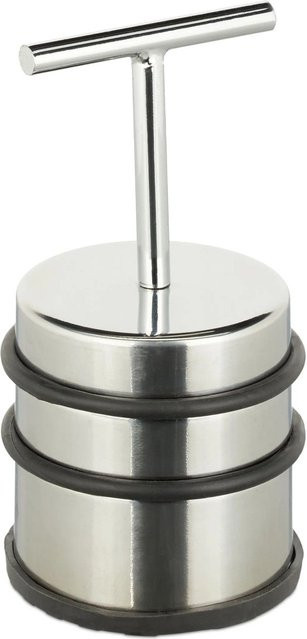 Relaxdays Türstopper aus Edelstahl in Silber mit Griff, rutschfest, B/H: 14 x 7 cm - Bild 1