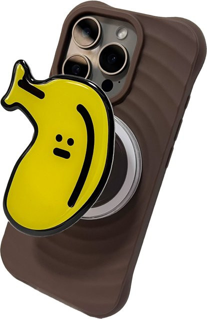 Niedlicher Cartoon Bananen Griptok Handyhalter für iPhone, Gelb - Bild 1