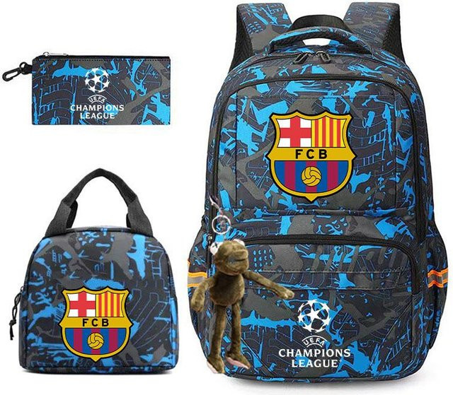 3-teiliges Schulrucksack-Set in Blau aus Oxford-Stoff mit Schultasche und Federmäppchen - Bild 1