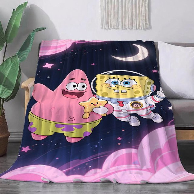 Flauschige Picknick- und Sofadecke von Potdemiel mit SpongeBob Motiv in Multicolour - Bild 1