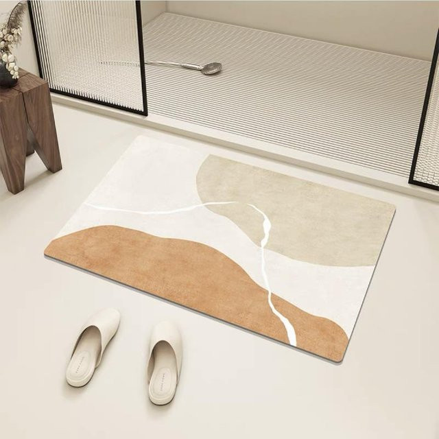 Wasabi Wind Badezimmerbodenmatte aus Diatomeenerde von Yiran Furniture, weich und stark wasserabsorbierend, Anti-Rutsch-Fußmatte für Bad und Toilette, B/T: 80 x 50 cm, Farben: Grün und Beige - Bild 1