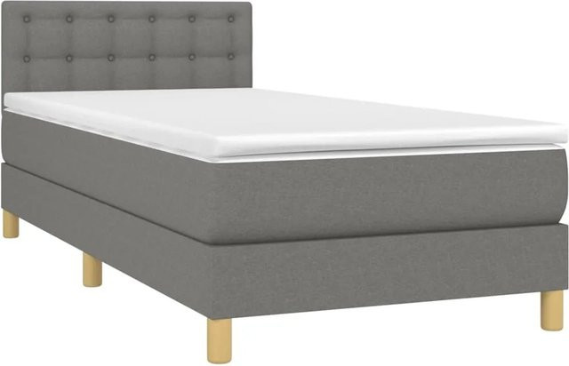 vidaXL Boxspringbett mit Matratze und LED-Unterbettbeleuchtung in Dunkelgrau, Hybridbett mit USB-Ladeport und Taschenfederkern, B/T/H: 80 x 200 x 78 cm - Bild 1