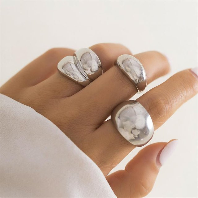 Ring Sets, hohle Sterne, Messing, Silber, Unisex - Bild 1