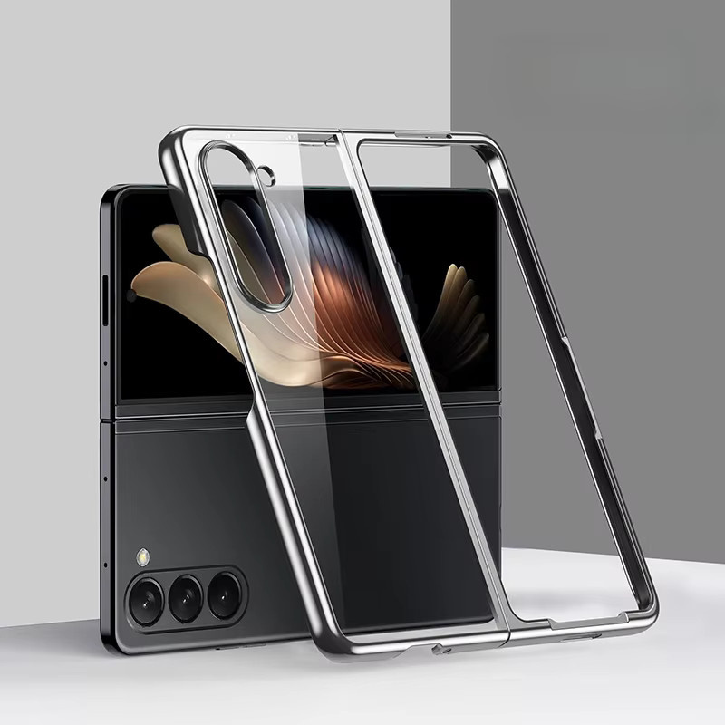 Transparente Handyhülle mit Galvanisierung für Samsung Galaxy Z Fold 7, 6, 5, 4 und 3, Clear Hard Shell Anti Drop Cover - Bild 1