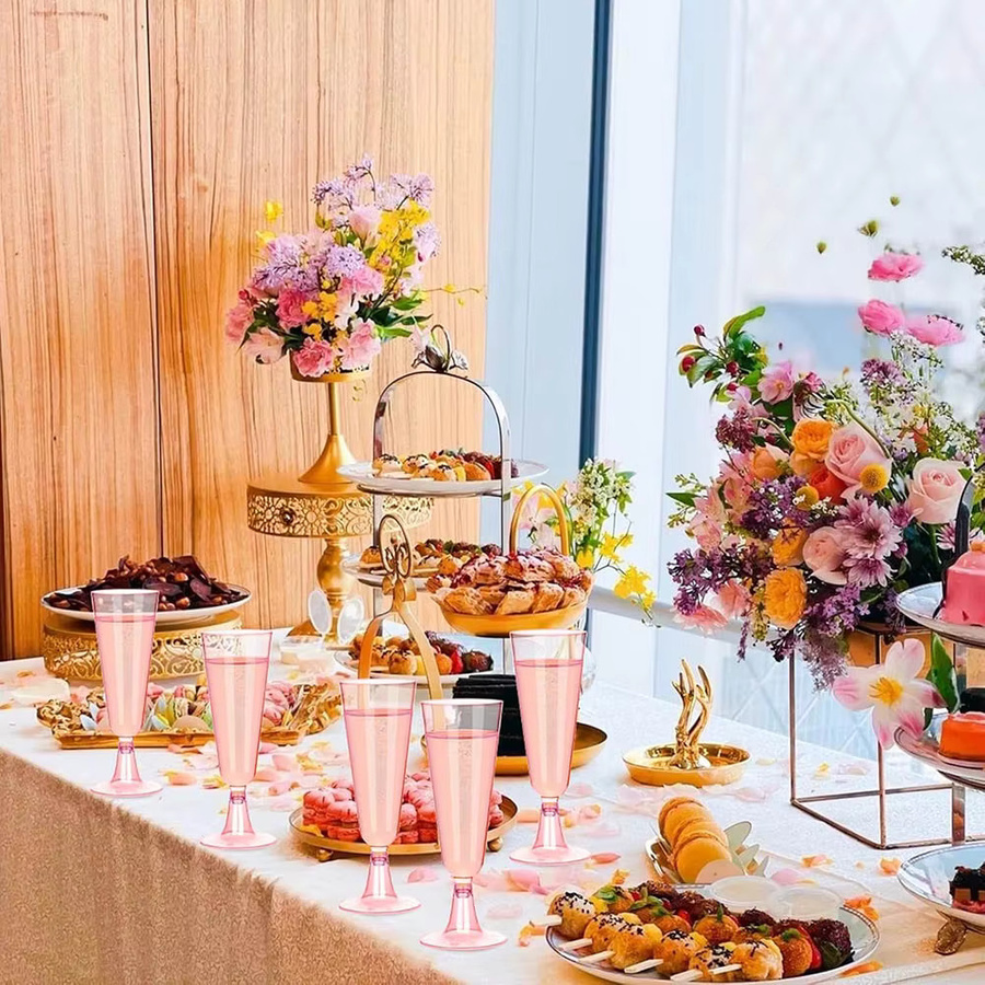 EliteHMX Champagnerflöten aus Kunststoff in Pink, Einweg-Weingläser mit 147,87 ml Füllmenge - Bild 3