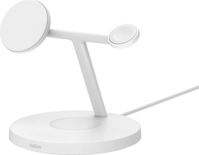 Belkin BoostCharge Pro 3-in-1 Kabelloses Ladegerät mit Qi2 und AC-Netzteil, 15 Watt Fast Charge, Weiß (WIZ032KQWH) - Bild 1