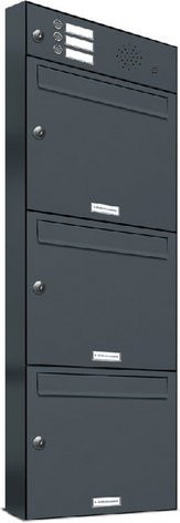 AL Briefkasten-System für 3 Parteien, Aufputzmontage, grau, B/H/T: 153,478 x 115,0 x 11,6 cm - Bild 1