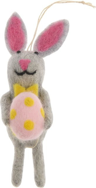 Rico Design Aufhänger Filz-Hase mit Osterei und gelber Fliege - Bild 1