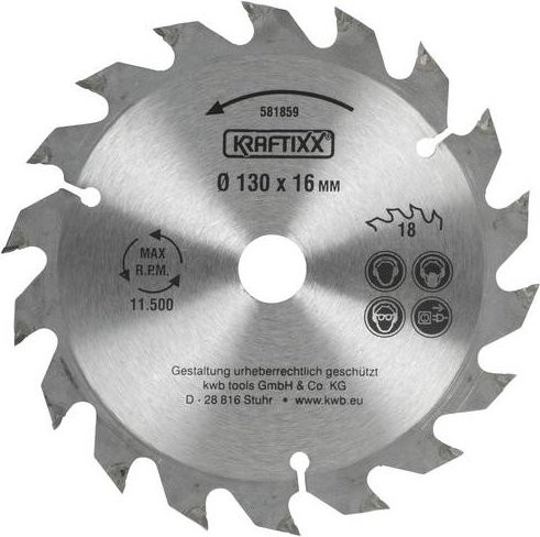 Kwb Kreissägeblatt für Holz, Carbide Tipped, Silber, Durchmesser: 130 mm, Bohrung: 16 mm - Bild 1