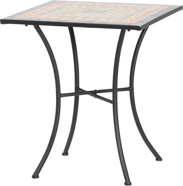 Siena Garden Gartentisch Prato mit Keramikplatte in Mosaikoptik, B/T/H: 64 x 64 x 71 cm, Schwarz/Mehrfarbig - Bild 1