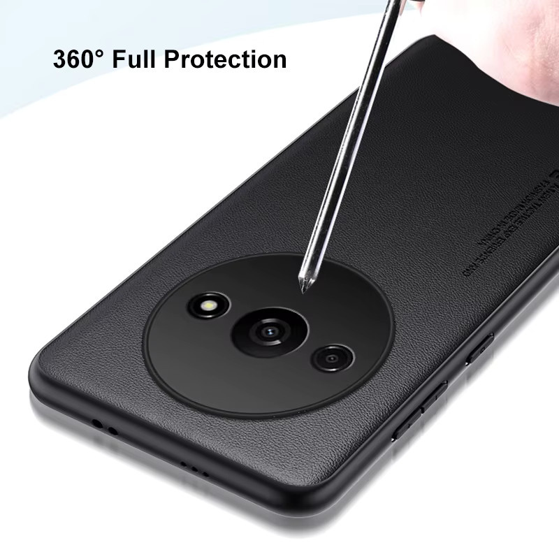 Luxus PU-Lederhülle für Xiaomi Redmi A3, A3X und Poco C61 in Schwarz, Stoßfeste Silikon-Handyhülle für Vollschutz - Bild 3