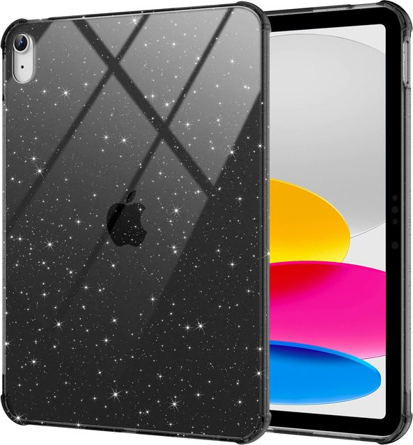 TZION TPU Schutzhülle mit Air Bumper für Apple iPad in Schwarz Glitzer - Bild 1