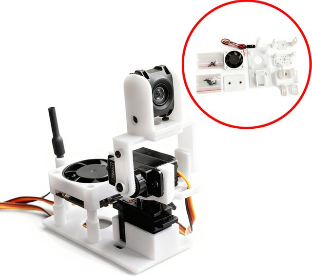 DJI O4 Air Unit Lite Dual-Achsen Gimbal Mount Video Übertragung Halterung mit 5V/12V Lüfter in Schwarz oder Weiß - Bild 1