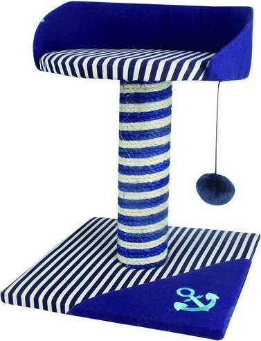 HEIM Kratzbaum Ocean-Style in Blau/Grau mit integriertem Spielzeug und ersetzbarem Sisal, Höhe: 42 cm, Breite: 35 cm, Tiefe: 35 cm - Bild 1