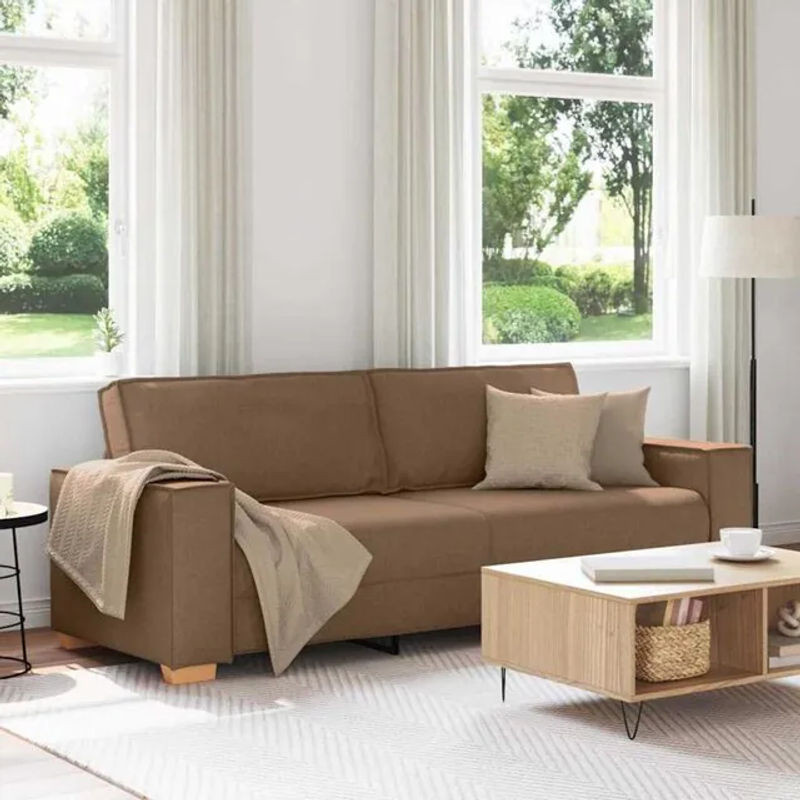 Vidaxl 3-Sitzer-Sofa in Braun aus Stoff mit Metallgestell, Modernes Design, Breite: 180 cm - Bild 1