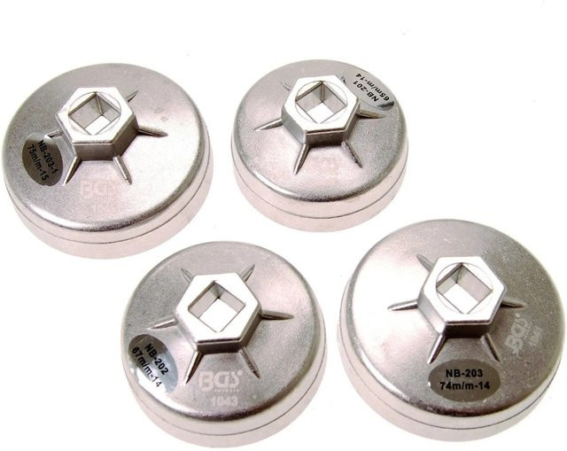BGS Ölfilterkappen Satz 4-teilig aus Aluminium in Silber mit 1/2 Zoll Antrieb - Bild 1