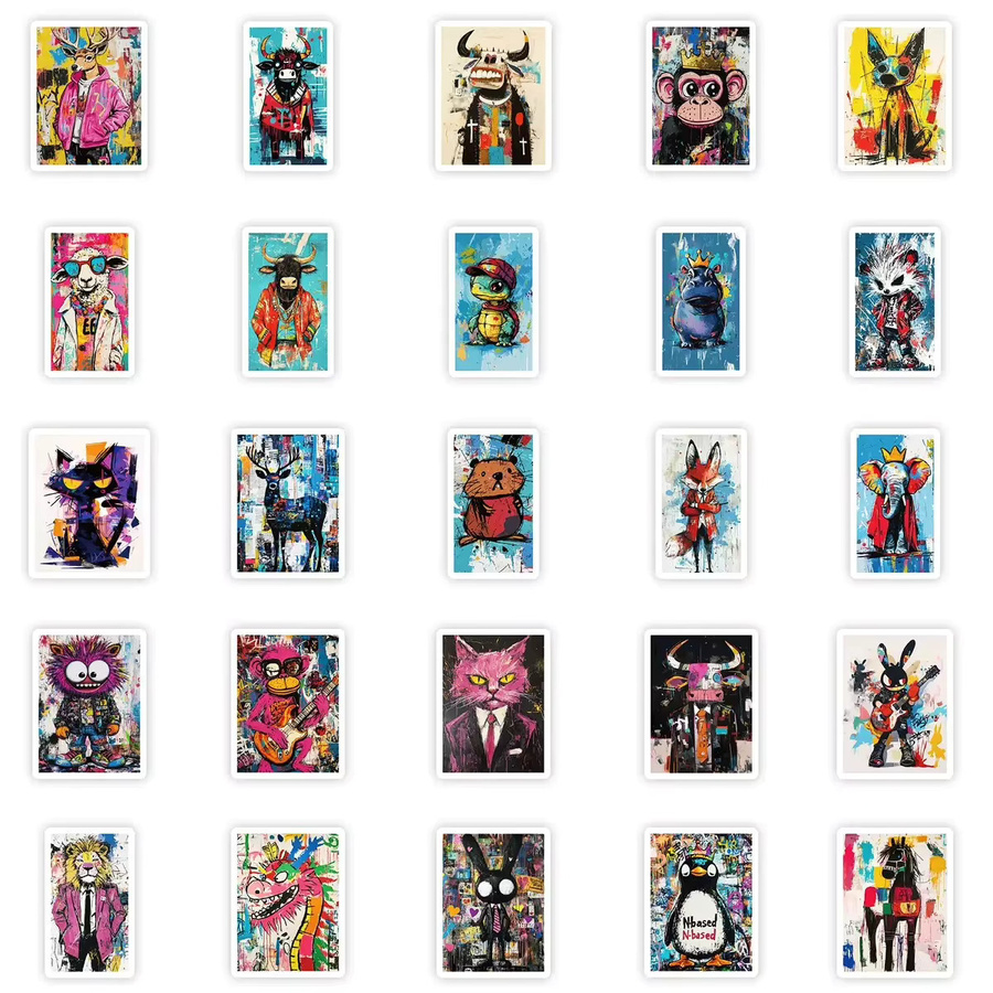 50 Stück LanLan Sticker World Graffiti Aufkleber im Basquet-Style, Multicolour, für Helm, Fahrrad und Notizbuch - Bild 3